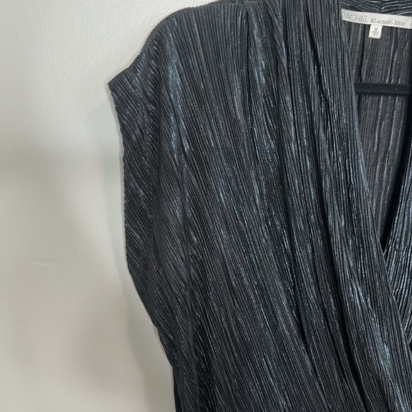 RACHEL ROY Black, Shiny, Crinkle-Pleat Sleeveless Sheath Dress | Size: Medium - Picture 4 of 7